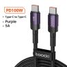 Toocki 100W Type C To Type C Cable USB C PD 5A Fast Charging Charger Cord for Xiaomi POCO F4 F3 Samsung Redmi Macbook 3M Cable