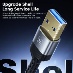 Cáp mở rộng USB 3.0 Toocki đầu đực sang đầu cái, cáp truyền dữ liệu tốc độ cao cho PC, Laptop, TV, Xbox, dây mở rộng USB.
