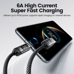 Toocki X111 100W USB Type C Cable 6A Fast Charging ,OLED Digital Display USB C Cable for iPhone 17 Samsung Huawei Honor Xiaomi
