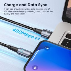 Cáp USB Lightning Toocki dành cho iPhone 14 13 12 11 Pro Max 8 7 Plus, cáp sạc nhanh 2.4A cho iPhone, dây sạc dữ liệu.