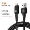 Cáp USB Lightning Toocki dành cho iPhone 14 13 12 11 Pro Max 8 7 Plus, cáp sạc nhanh 2.4A cho iPhone, dây sạc dữ liệu.
