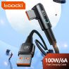Cáp USB C 90 độ Toocki 6A hỗ trợ sạc nhanh, dạng khuỷu, dành cho Huawei P40 P30 Realme Samsung S20 Xiaomi Oneplus.