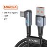 Cáp USB C 90 độ Toocki 6A hỗ trợ sạc nhanh, dạng khuỷu, dành cho Huawei P40 P30 Realme Samsung S20 Xiaomi Oneplus.
