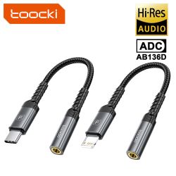 Cáp mở rộng âm thanh Toocki USB-C/Lightning sang giắc cắm 3.5mm, đầu đực sang đầu cái, bộ chuyển đổi Aux, chip DAC, card âm than
