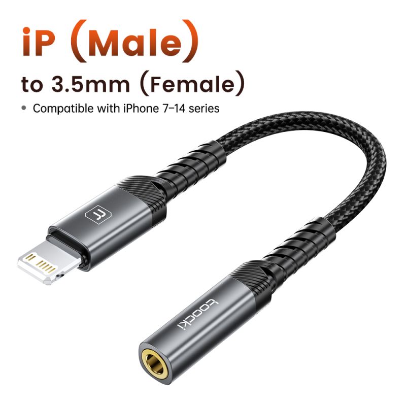 Cáp mở rộng âm thanh Toocki USB-C/Lightning sang giắc cắm 3.5mm, đầu đực sang đầu cái, bộ chuyển đổi Aux, chip DAC, card âm than