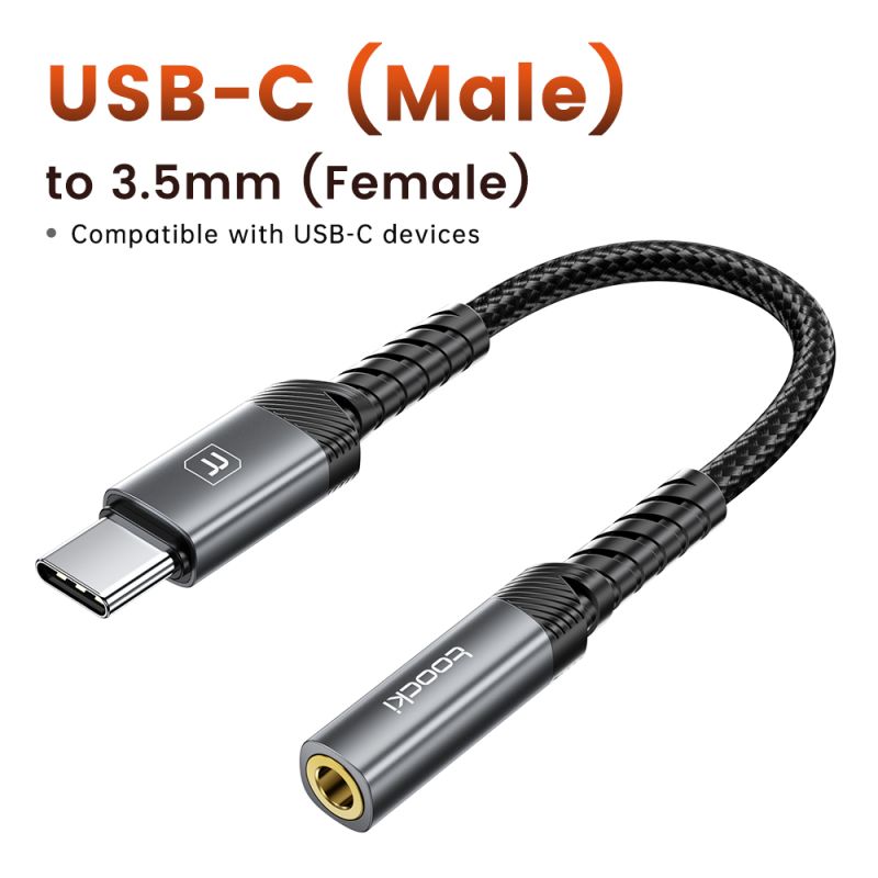 Cáp mở rộng âm thanh Toocki USB-C/Lightning sang giắc cắm 3.5mm, đầu đực sang đầu cái, bộ chuyển đổi Aux, chip DAC, card âm than