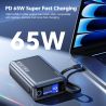 Sạc dự phòng Toocki 65W 20000mAh PD3.0 hiển thị kỹ thuật số, sạc nhanh cho laptop, iPhone 17 16 inch.