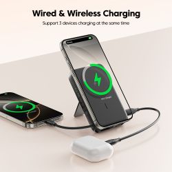 Toocki PowerBank 10000 mAh Magnético Inalámbrico 15 W USB C PD 22,5 W Carga Rápida para iPhone 16 15 14 13 Banco de Energía Port