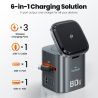 Trạm sạc GaN 6 trong 1 Toocki 80W hỗ trợ MagSafe, sạc không dây 15W PD 65W, cáp rút 60W cho Macbook và iPhone 17 16