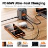 Trạm sạc GaN 6 trong 1 Toocki 80W hỗ trợ MagSafe, sạc không dây 15W PD 65W, cáp rút 60W cho Macbook và iPhone 17 16