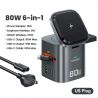Trạm sạc GaN 6 trong 1 Toocki 80W hỗ trợ MagSafe, sạc không dây 15W PD 65W, cáp rút 60W cho Macbook và iPhone 17 16