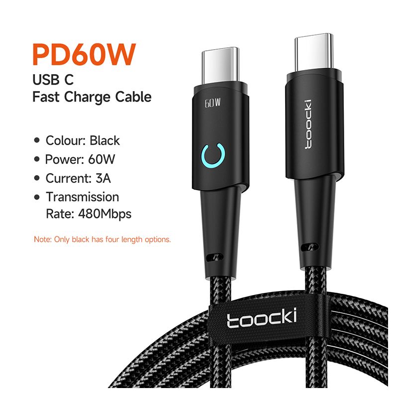 Toocki 100W USB C to USB C Cable PD Fast Charge Mobile Phone Cord For Xiaomi Huawei Samsung MacBook Poco3 Type C to Type C Cable