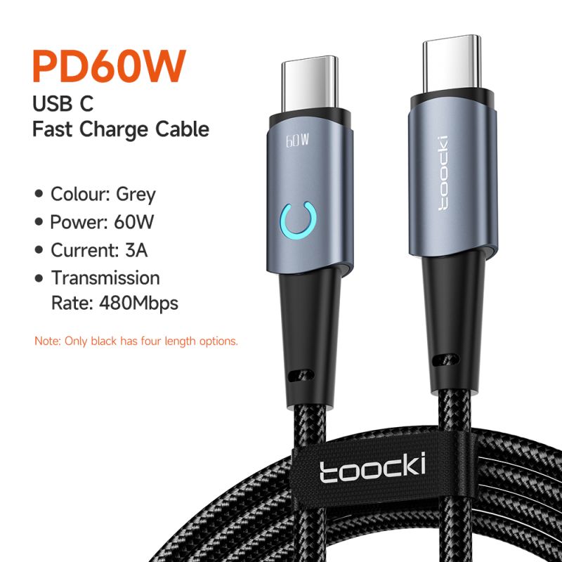 Toocki 100W USB C to USB C Cable PD Fast Charge Mobile Phone Cord For Xiaomi Huawei Samsung MacBook Poco3 Type C to Type C Cable