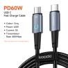 Toocki 100W USB C to USB C Cable PD Fast Charge Mobile Phone Cord For Xiaomi Huawei Samsung MacBook Poco3 Type C to Type C Cable