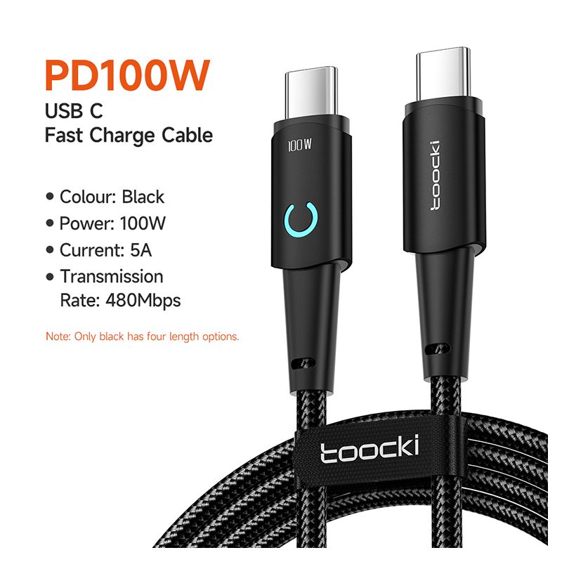Toocki 100W USB C to USB C Cable PD Fast Charge Mobile Phone Cord For Xiaomi Huawei Samsung MacBook Poco3 Type C to Type C Cable