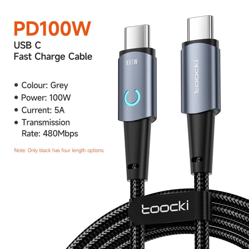 Toocki 100W USB C to USB C Cable PD Fast Charge Mobile Phone Cord For Xiaomi Huawei Samsung MacBook Poco3 Type C to Type C Cable