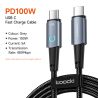 Toocki 100W USB C to USB C Cable PD Fast Charge Mobile Phone Cord For Xiaomi Huawei Samsung MacBook Poco3 Type C to Type C Cable