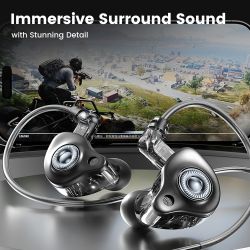 Tai nghe có dây Toocki TE26 Dynamic, âm thanh nổi HiFi, âm trầm mạnh mẽ, khử tiếng ồn, tai nghe thể thao, dây cáp có thể tháo rờ