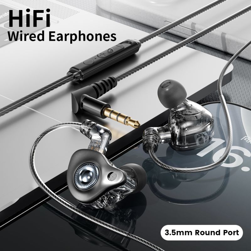 Tai nghe có dây Toocki TE26 Dynamic, âm thanh nổi HiFi, âm trầm mạnh mẽ, khử tiếng ồn, tai nghe thể thao, dây cáp có thể tháo rờ
