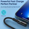 สาย USB Toocki 90 องศา สำหรับ iPhone 14 13 12 11 Pro Max Pro Max 8 7 Plus 2.4A สาย USB Lightning สำหรับ iPhone iPad สายเกมมิ่ง