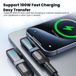 Bộ chuyển đổi USB C Toocki 100W OTG góc 90 độ, hỗ trợ màn hình kỹ thuật số, loại C sang loại C, tương thích với iPhone 16 15, La