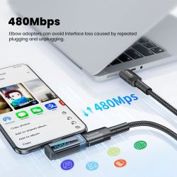 Bộ chuyển đổi USB C Toocki 100W OTG góc 90 độ, hỗ trợ màn hình kỹ thuật số, loại C sang loại C, tương thích với iPhone 16 15, La
