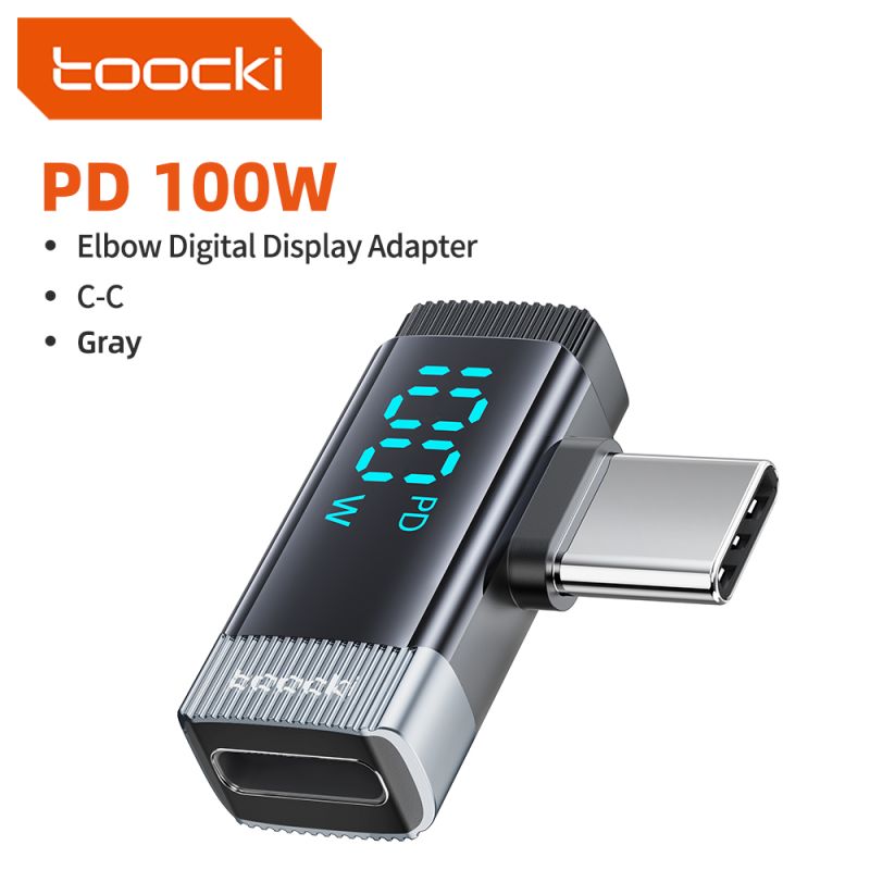 Bộ chuyển đổi USB C Toocki 100W OTG góc 90 độ, hỗ trợ màn hình kỹ thuật số, loại C sang loại C, tương thích với iPhone 16 15, La