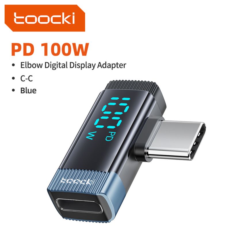 Bộ chuyển đổi USB C Toocki 100W OTG góc 90 độ, hỗ trợ màn hình kỹ thuật số, loại C sang loại C, tương thích với iPhone 16 15, La