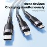 Зарядний кабель Toocki 100W 3 в 1 USB Cale Micro USB Type-C з підсвічуванням для iPhone 15 14 Samsung Galaxy S24 S23 Xiaomi Huaw