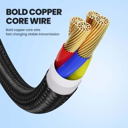 Зарядний кабель Toocki 100W 3 в 1 USB Cale Micro USB Type-C з підсвічуванням для iPhone 15 14 Samsung Galaxy S24 S23 Xiaomi Huaw