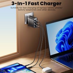 Toocki 100W GaN-Ladegerät USB Typ C PD3.0 QC4.0 PPS SFC2.0 Schnellladen für iPhone 17, 16, 15 Pro Max, Samsung S25, MacBook und 