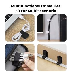 Toocki 5/10/20 chiếc Bộ cuộn cáp tổ chức có keo dính cho tai nghe, chuột, bàn phím, cáp sạc, dây buộc cáp tái sử dụng có móc