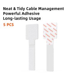 Toocki 5/10/20 chiếc Bộ cuộn cáp tổ chức có keo dính cho tai nghe, chuột, bàn phím, cáp sạc, dây buộc cáp tái sử dụng có móc