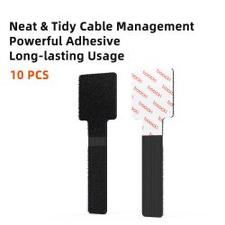 Toocki 5/10/20 chiếc Bộ cuộn cáp tổ chức có keo dính cho tai nghe, chuột, bàn phím, cáp sạc, dây buộc cáp tái sử dụng có móc