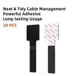 Toocki 5/10/20 chiếc Bộ cuộn cáp tổ chức có keo dính cho tai nghe, chuột, bàn phím, cáp sạc, dây buộc cáp tái sử dụng có móc