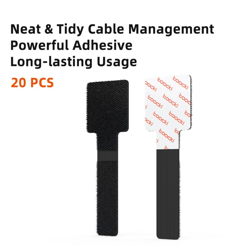 Toocki 5/10/20 chiếc Bộ cuộn cáp tổ chức có keo dính cho tai nghe, chuột, bàn phím, cáp sạc, dây buộc cáp tái sử dụng có móc