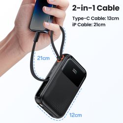 Toocki 35W PowerBank 10000mAh QC PD 3.0 PPS 25W Szybkie ładowanie Wbudowany kabel Power Bank do iPhone'a 16 15 14 Samsunga Xiaom