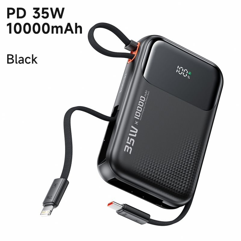 Toocki 35W PowerBank 10000mAh QC PD 3.0 PPS 25W Szybkie ładowanie Wbudowany kabel Power Bank do iPhone'a 16 15 14 Samsunga Xiaom