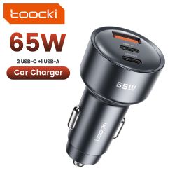 Ładowarka samochodowa Toocki 65W PD 35W Szybkie ładowanie dla iPhone'a 16 15 14 Samsunga S24 AFC USB C Ładowarka samochodowa do 