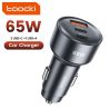 Ładowarka samochodowa Toocki 65W PD 35W Szybkie ładowanie dla iPhone'a 16 15 14 Samsunga S24 AFC USB C Ładowarka samochodowa do 
