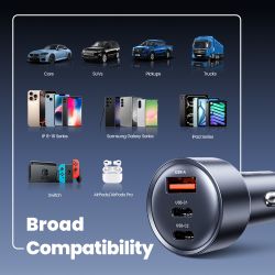 Ładowarka samochodowa Toocki 65W PD 35W Szybkie ładowanie dla iPhone'a 16 15 14 Samsunga S24 AFC USB C Ładowarka samochodowa do 