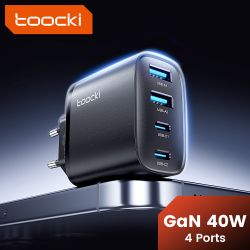 Toocki 40W GaN Schnellladegerät QC4.0 PD3.0 AFC SCP 4-Port USB Typ C Ladegerät für iPhone 16, 15, 14, Samsung S25, S24, Xiaomi, 