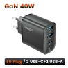 Toocki 40W GaN Schnellladegerät QC4.0 PD3.0 AFC SCP 4-Port USB Typ C Ladegerät für iPhone 16, 15, 14, Samsung S25, S24, Xiaomi, 