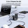Bộ chuyển đổi nguồn du lịch đa năng Toocki GaN 65W toàn cầu với 2 cổng Type-C, 2 cổng USB và 1 ổ cắm AC, hỗ trợ sạc nhanh (EU/US